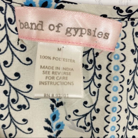 BAND OF GYPSIES Blue Floral Cold-Shoulder Mini Dress medium Boho - Picture 10 of 12